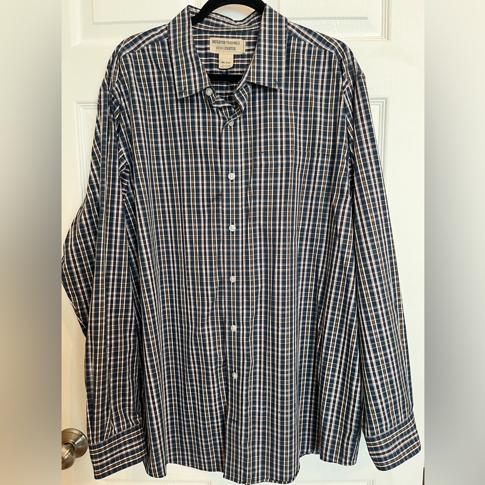 Duluth Trading Co Wrinkle Fighter Long Sleeve Button Down Men’s Sz XL Tall Plaid